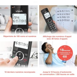 VTech Téléphone numérique sans Fil ES2051 Répondeur téléphonique Double, Bloqueur d'appels indésirables