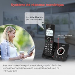 VTech Téléphone numérique sans Fil ES2051 Répondeur téléphonique Double, Bloqueur d'appels indésirables