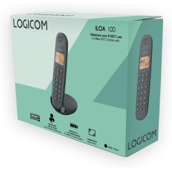 Logicom ILOA 100 Téléphone Fixe sans Fil sans Répondeur - Solo - Téléphones analogiques et dect - Noir