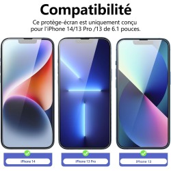 NEW'C Lot de 3, Verre Trempé pour iPhone 14, iPhone 13, iPhone 13 Pro (6,1 Pouces), Film Protection écran -sans Bulles d'air -Ul