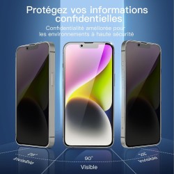 NEW'C Lot de 3, Verre Trempé Anti-Espion pour iPhone 16e, iPhone 14, iPhone 13, iPhone 13 Pro (6,1 Pouces), Angle de Confidentia