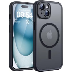 TOCOL Coque Magnétique pour iPhone 15 6,1 Pouces, Compatible avec MagSafe, Protection de l'objectif améliorée, Coque Mat Translu