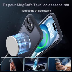 TOCOL Coque Magnétique pour iPhone 15 6,1 Pouces, Compatible avec MagSafe, Protection de l'objectif améliorée, Coque Mat Translu