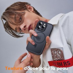 TOCOL Coque Magnétique pour iPhone 15 6,1 Pouces, Compatible avec MagSafe, Protection de l'objectif améliorée, Coque Mat Translu