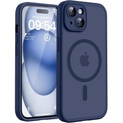 TOCOL Coque Magnétique pour iPhone 15 6,1 Pouces, Compatible avec MagSafe, Protection de l'objectif améliorée, Coque Mat Translu