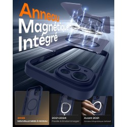 TOCOL Coque Magnétique pour iPhone 15 6,1 Pouces, Compatible avec MagSafe, Protection de l'objectif améliorée, Coque Mat Translu