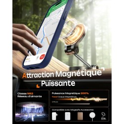 TOCOL Coque Magnétique pour iPhone 15 6,1 Pouces, Compatible avec MagSafe, Protection de l'objectif améliorée, Coque Mat Translu