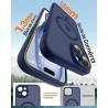 TOCOL Coque Magnétique pour iPhone 15 6,1 Pouces, Compatible avec MagSafe, Protection de l'objectif améliorée, Coque Mat Translu