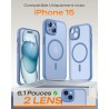 TOCOL Coque Magnétique pour iPhone 15 6,1 Pouces, Compatible avec MagSafe, Protection de l'objectif améliorée, Coque Mat Translu