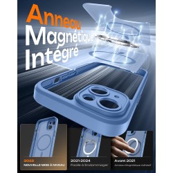 TOCOL Coque Magnétique pour iPhone 15 6,1 Pouces, Compatible avec MagSafe, Protection de l'objectif améliorée, Coque Mat Translu