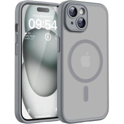 TOCOL Coque Magnétique pour iPhone 15 6,1 Pouces, Compatible avec MagSafe, Protection de l'objectif améliorée, Coque Mat Translu