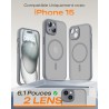 TOCOL Coque Magnétique pour iPhone 15 6,1 Pouces, Compatible avec MagSafe, Protection de l'objectif améliorée, Coque Mat Translu