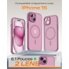 TOCOL Coque Magnétique pour iPhone 15 6,1 Pouces, Compatible avec MagSafe, Protection de l'objectif améliorée, Coque Mat Translu