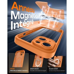 Tocol coque magnétique pour iphone 15 6,1 pouces, compatible avec magsafe, protection de l'objectif améliorée, coque mat translu