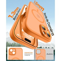 Tocol coque magnétique pour iphone 15 6,1 pouces, compatible avec magsafe, protection de l'objectif améliorée, coque mat translu