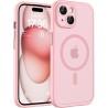TOCOL Coque Magnétique pour iPhone 15 6,1 Pouces, Compatible avec MagSafe, Protection de l'objectif améliorée, Coque Mat Translu