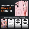 TOCOL Coque Magnétique pour iPhone 15 6,1 Pouces, Compatible avec MagSafe, Protection de l'objectif améliorée, Coque Mat Translu