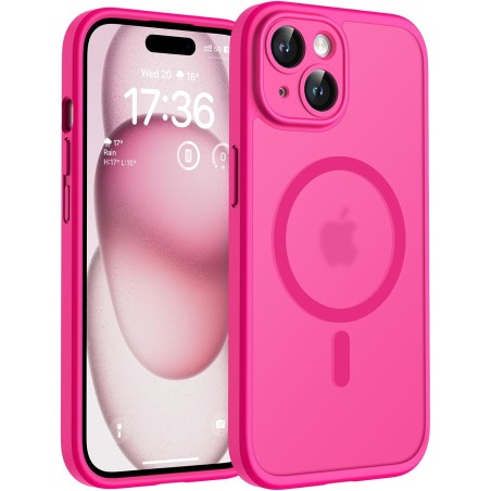 TOCOL Coque Magnétique pour iPhone 15 6,1 Pouces, Compatible avec MagSafe, Protection de l'objectif améliorée, Coque Mat Translu