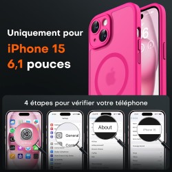 TOCOL Coque Magnétique pour iPhone 15 6,1 Pouces, Compatible avec MagSafe, Protection de l'objectif améliorée, Coque Mat Translu