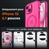 TOCOL Coque Magnétique pour iPhone 15 6,1 Pouces, Compatible avec MagSafe, Protection de l'objectif améliorée, Coque Mat Translu