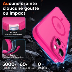 TOCOL Coque Magnétique pour iPhone 15 6,1 Pouces, Compatible avec MagSafe, Protection de l'objectif améliorée, Coque Mat Translu