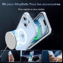 TOCOL Coque Magnétique pour iPhone 15 6,1 Pouces, Compatible avec MagSafe, Pas Facile à Jaunir, Protection de l'objectif amélior