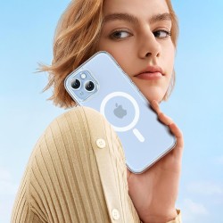 TOCOL Coque Magnétique pour iPhone 15 6,1 Pouces, Compatible avec MagSafe, Pas Facile à Jaunir, Protection de l'objectif amélior
