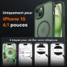 TOCOL Coque Magnétique pour iPhone 15 6,1 Pouces, Compatible avec MagSafe, Protection de l'objectif améliorée, Coque Mat Translu