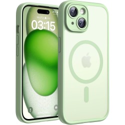 TOCOL Coque Magnétique pour iPhone 15 6,1 Pouces, Compatible avec MagSafe, Protection de l'objectif améliorée, Coque Mat Translu