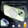 TOCOL Coque Magnétique pour iPhone 15 6,1 Pouces, Compatible avec MagSafe, Protection de l'objectif améliorée, Coque Mat Translu
