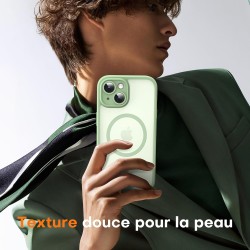 TOCOL Coque Magnétique pour iPhone 15 6,1 Pouces, Compatible avec MagSafe, Protection de l'objectif améliorée, Coque Mat Translu