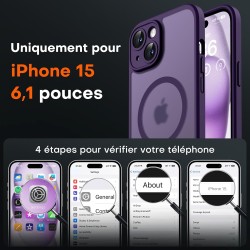 TOCOL Coque Magnétique pour iPhone 15 6,1 Pouces, Compatible avec MagSafe, Protection de l'objectif améliorée, Coque Mat Translu