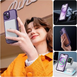 TOCOL Coque Magnétique pour iPhone 15 6,1 Pouces, Compatible avec MagSafe, Protection de l'objectif améliorée, Coque Mat Translu
