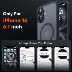 TOCOL Coque Magnétique pour iPhone 16 6,1 Pouces, avec Boutons de Contrôle de la Caméra, Compatible avec MagSafe, Anneau Magnéti