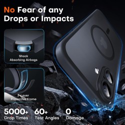 TOCOL Coque Magnétique pour iPhone 16 6,1 Pouces, avec Boutons de Contrôle de la Caméra, Compatible avec MagSafe, Anneau Magnéti