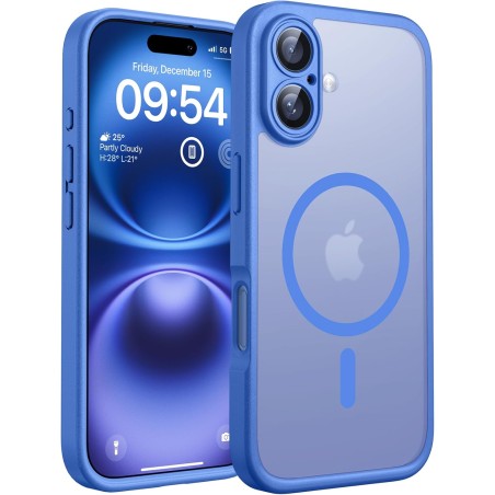 TOCOL Coque Magnétique pour iPhone 16 6,1 Pouces, Compatible avec MagSafe, Protection de l'objectif améliorée, Coque Mat Translu