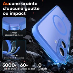 TOCOL Coque Magnétique pour iPhone 16 6,1 Pouces, Compatible avec MagSafe, Protection de l'objectif améliorée, Coque Mat Translu