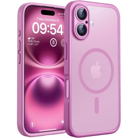 TOCOL Coque Magnétique pour iPhone 16 6,1 Pouces, Compatible avec MagSafe, Protection de l'objectif améliorée, Coque Mat Translu