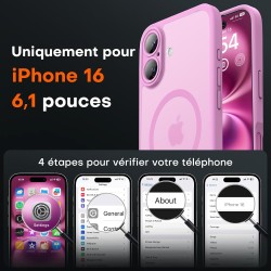 TOCOL Coque Magnétique pour iPhone 16 6,1 Pouces, Compatible avec MagSafe, Protection de l'objectif améliorée, Coque Mat Translu