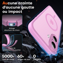 TOCOL Coque Magnétique pour iPhone 16 6,1 Pouces, Compatible avec MagSafe, Protection de l'objectif améliorée, Coque Mat Translu