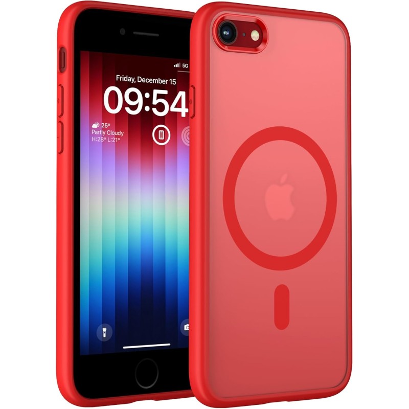 TOCOL Coque Magnétique pour iPhone SE 2022/2020, iPhone 8/7 4,7 Pouces, Compatible avec MagSafe, Coque Mat Translucide Fine Anti