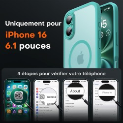 TOCOL Coque Magnétique pour iPhone 16 6,1 Pouces, Compatible avec MagSafe, Protection de l'objectif améliorée, Coque Mat Translu