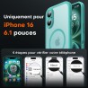 TOCOL Coque Magnétique pour iPhone 16 6,1 Pouces, Compatible avec MagSafe, Protection de l'objectif améliorée, Coque Mat Translu