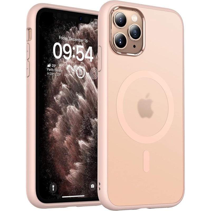 TOCOL Coque Magnétique pour iPhone 11 Pro Max 6,5 Pouces, Compatible avec MagSafe, Coque Mat Translucide Fine Antichoc, Titane S