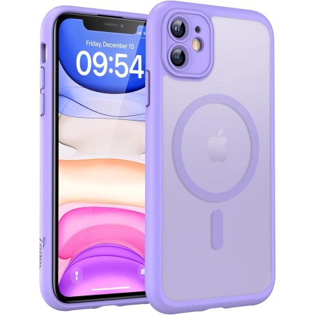 TOCOL Coque Magnétique pour iPhone 11 6,1 Pouces, Compatible avec MagSafe, Protection de l'objectif améliorée, Coque Mat Translu