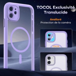 TOCOL Coque Magnétique pour iPhone 11 6,1 Pouces, Compatible avec MagSafe, Protection de l'objectif améliorée, Coque Mat Translu