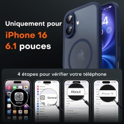 TOCOL Coque Magnétique pour iPhone 16 6,1 Pouces, Compatible avec MagSafe, Protection de l'objectif améliorée, Coque Mat Translu