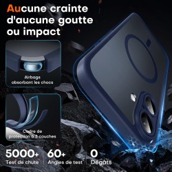 TOCOL Coque Magnétique pour iPhone 16 6,1 Pouces, Compatible avec MagSafe, Protection de l'objectif améliorée, Coque Mat Translu