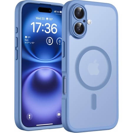 TOCOL Coque Magnétique pour iPhone 16 6,1 Pouces, Compatible avec MagSafe, Protection de l'objectif améliorée, Coque Mat Translu