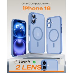 TOCOL Coque Magnétique pour iPhone 16 6,1 Pouces, Compatible avec MagSafe, Protection de l'objectif améliorée, Coque Mat Translu